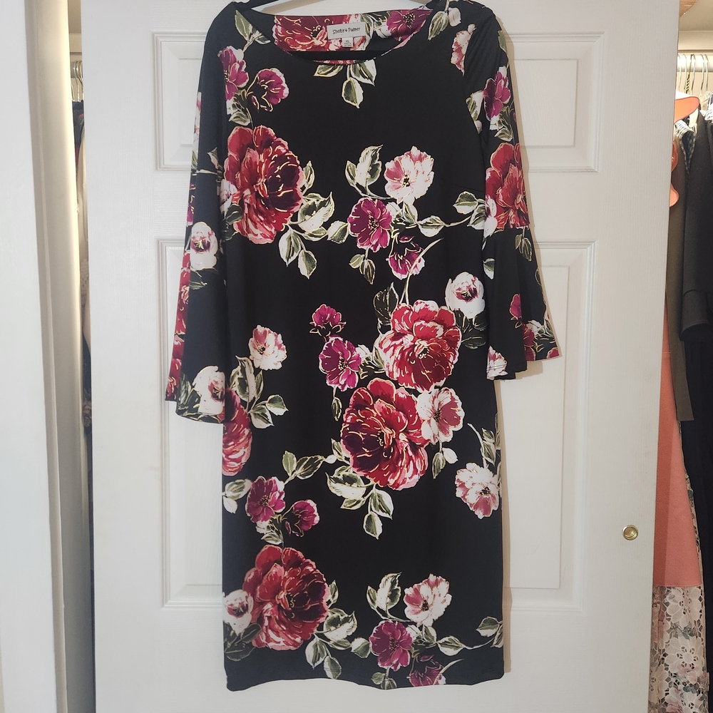👻👻 5 For 25 👻👻Shelby & Palmer Black Dress with Red Floral Design